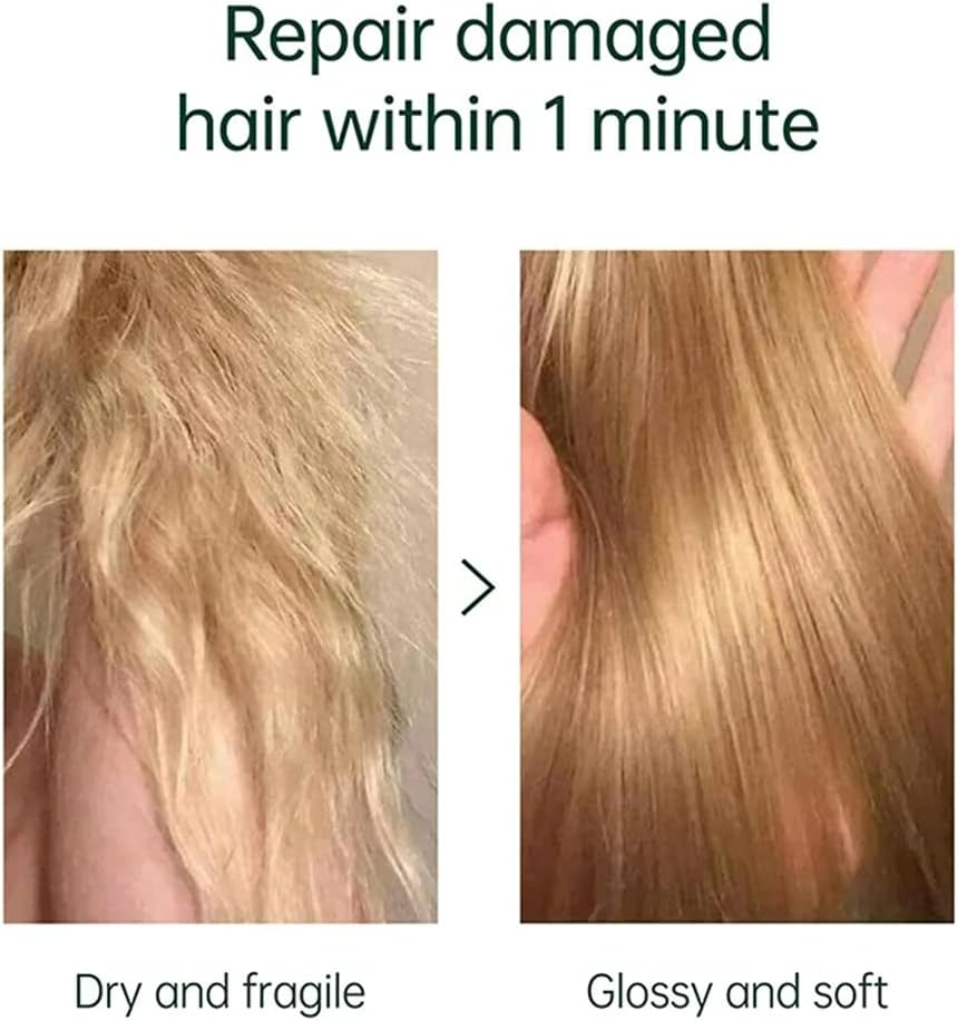 Green Energy Boosting Hair Mask, Repair Dry Damaged Hair Mask Scalp Treatments Hair Care, Non-Greasy Make Hair Fluffy, Strengthen Anti-Frizz Shine image number 5