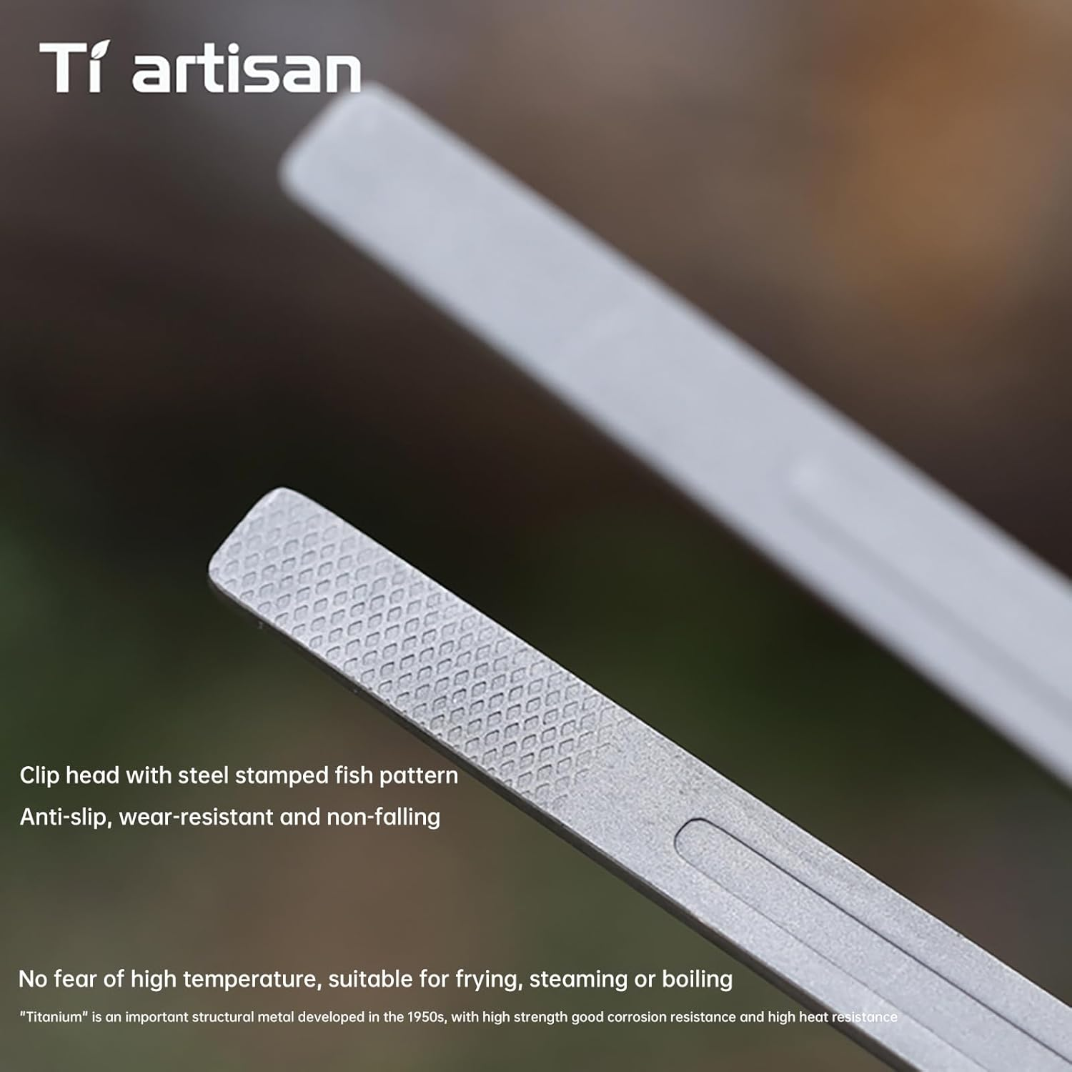 Tiartisan Titanium Ultralight Grill BBQ Tongs Multipurpose Tweezer for Kitchen Food Tongs Buffet Salad Steak Clip Grill Tong image number 5
