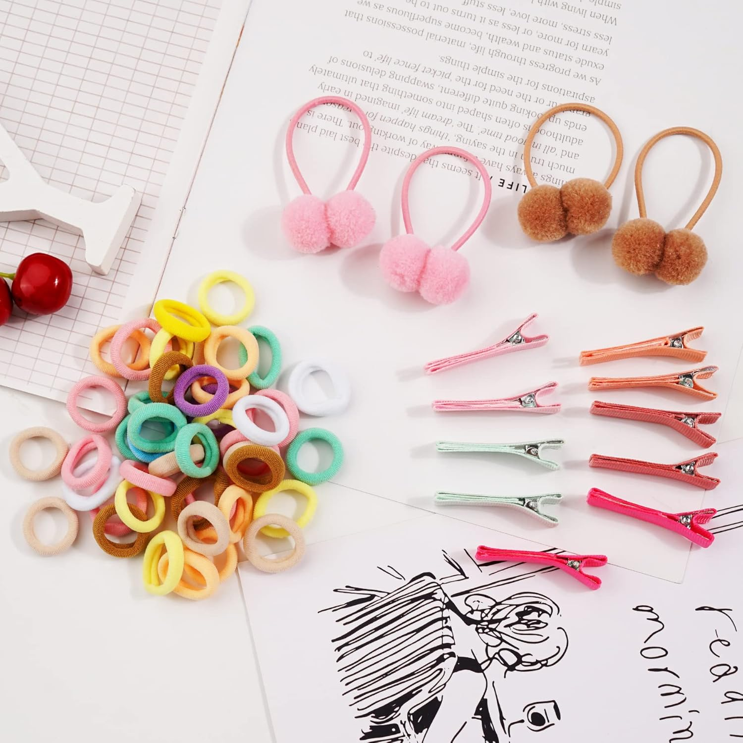 JOYOYO 3 Layer Toddler Girls Gift Box of Hair Accessory, Includes Baby Hair Clips Hair Ribbons Hair Slides and Bows Baby Hair Ties Large Hair Bows DIY Alligator Clips Baby Headbands