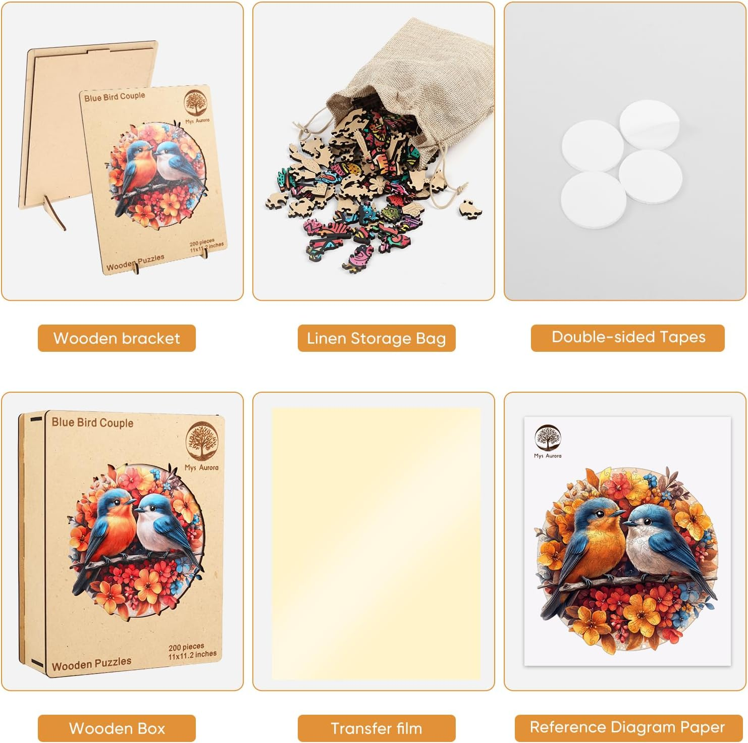 Mys Aurora Blue Bird Couple 200Pcs image number 2