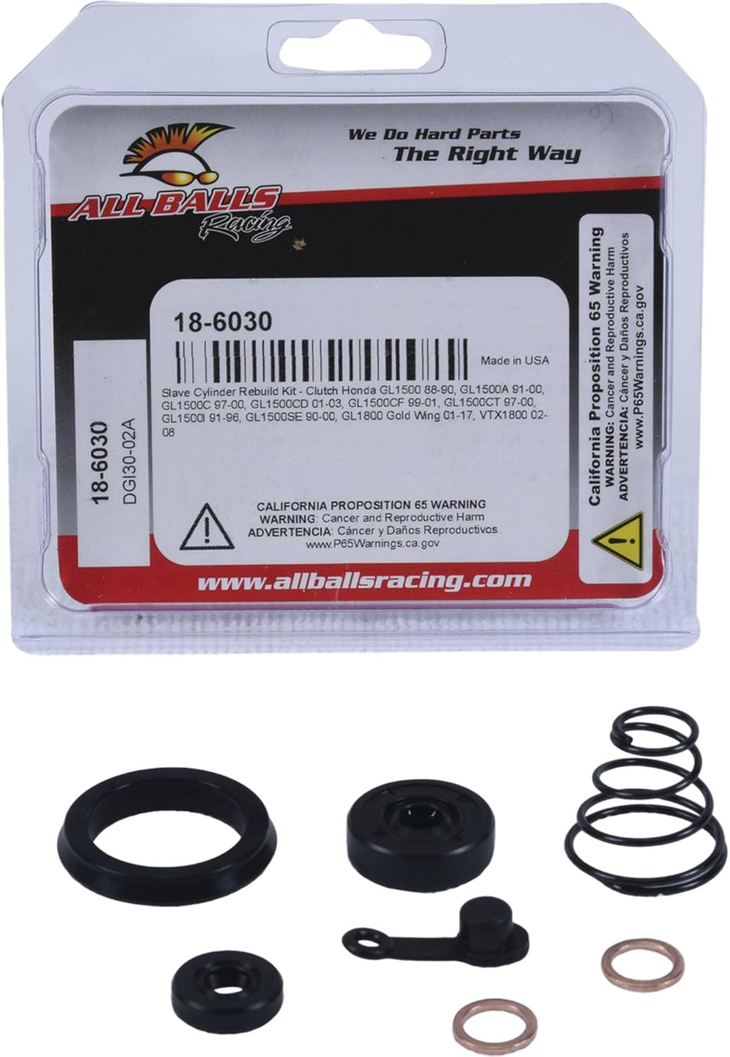 All Balls Racing Clutch Slave Cylinder Kit 18-6030 Compatible With/Replacement for Honda GL1500 1988-1990, GL1500A 1991-2000, GL1500C 1997-2000, GL1500CD 2001-2003, GL1500CF 1999-2001 image number 1