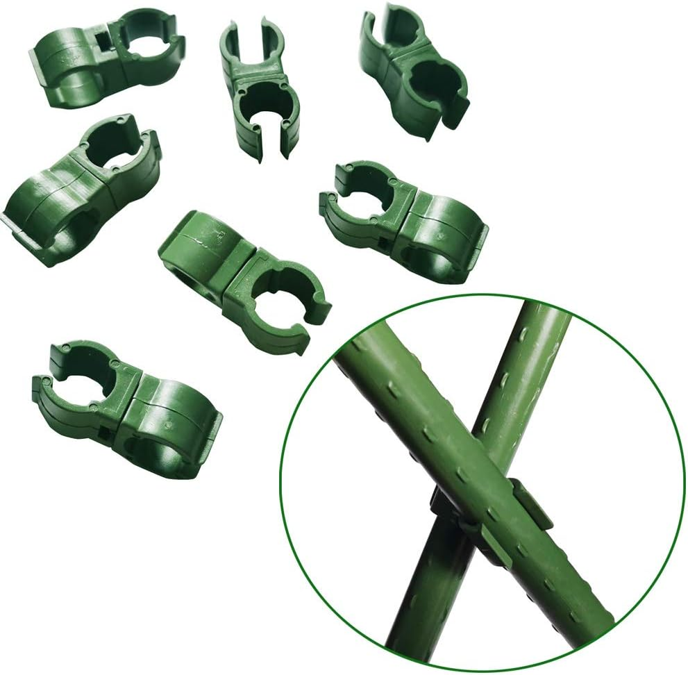 20PCS for 5/8In（16Mm） Diameter Plastic Coated Steel Garden Plant Stakes Sturdy Gardening Yard Stick Garden Stake Clips Connector 360 Degree Adjustment image number 1