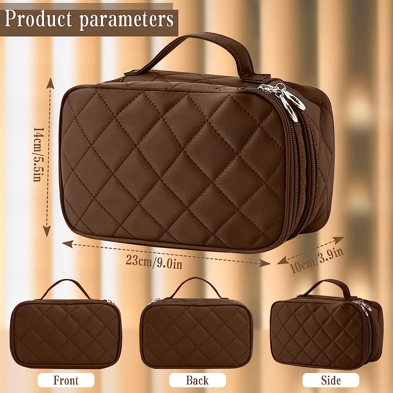 2 Layer Makeup Bag Organizer, Portable Travel Toiletry Bag, Large Capacity Make up Bag with Brush Compartment and Makeup Mirror, Multifunctional Cosmetic Bags for Women Travel Cosmetic Storage image number 3