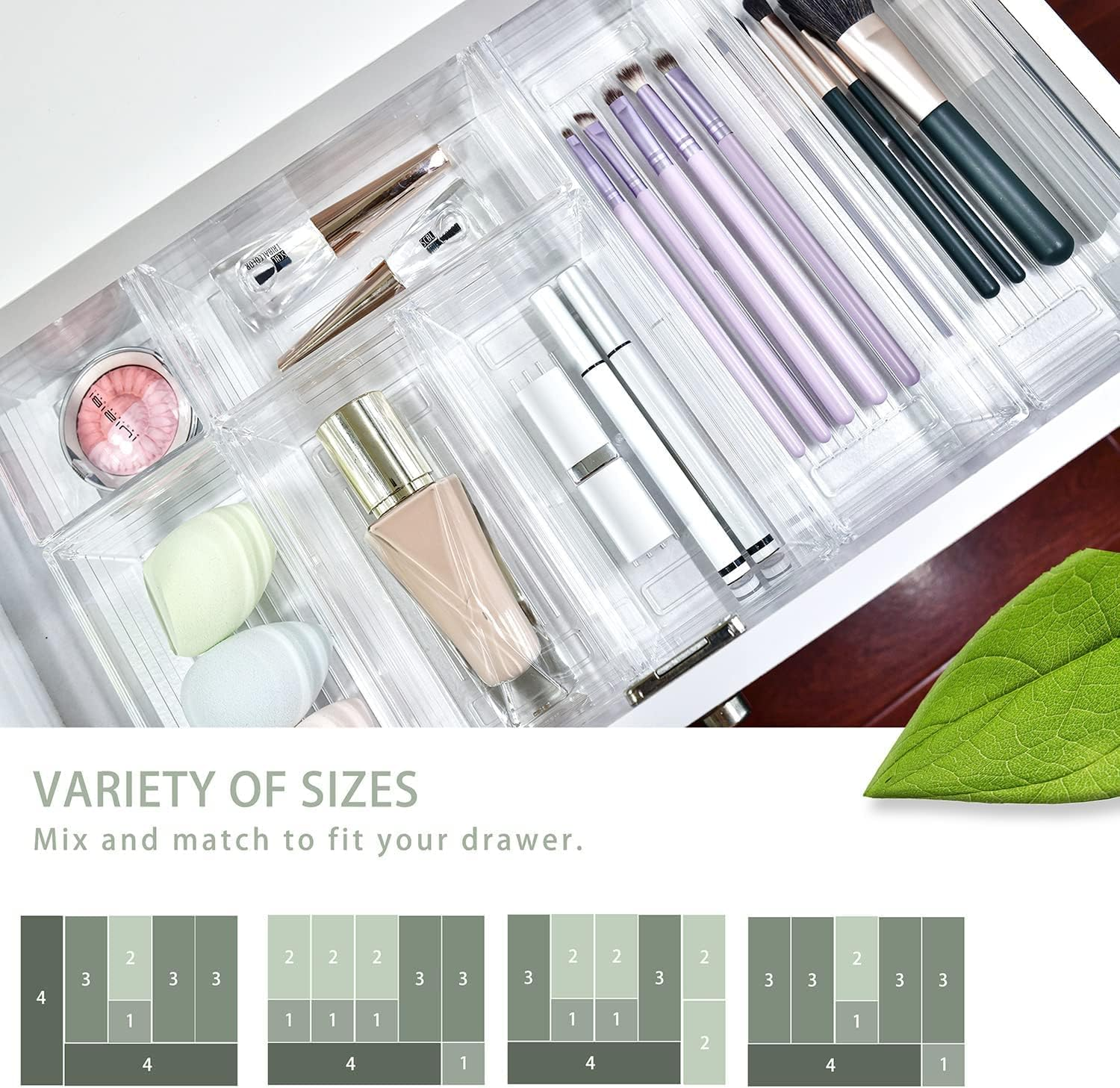 Grace Store 15 PCS Clear Plastic Drawer Organizer Tray for Makeup, Kitchen Utensils, Jewelries, and Gadgets image number 6