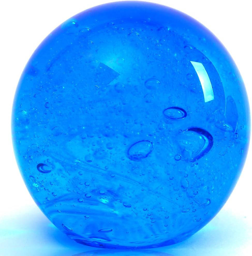 EUSTUMA Hand Blown Glass Figurines Ball Ocean Waves,Office Paperweight Glass for Desk,Home Decor Collectible,Aquarium Decor,Office Decor Ocean Lovers (Waves)