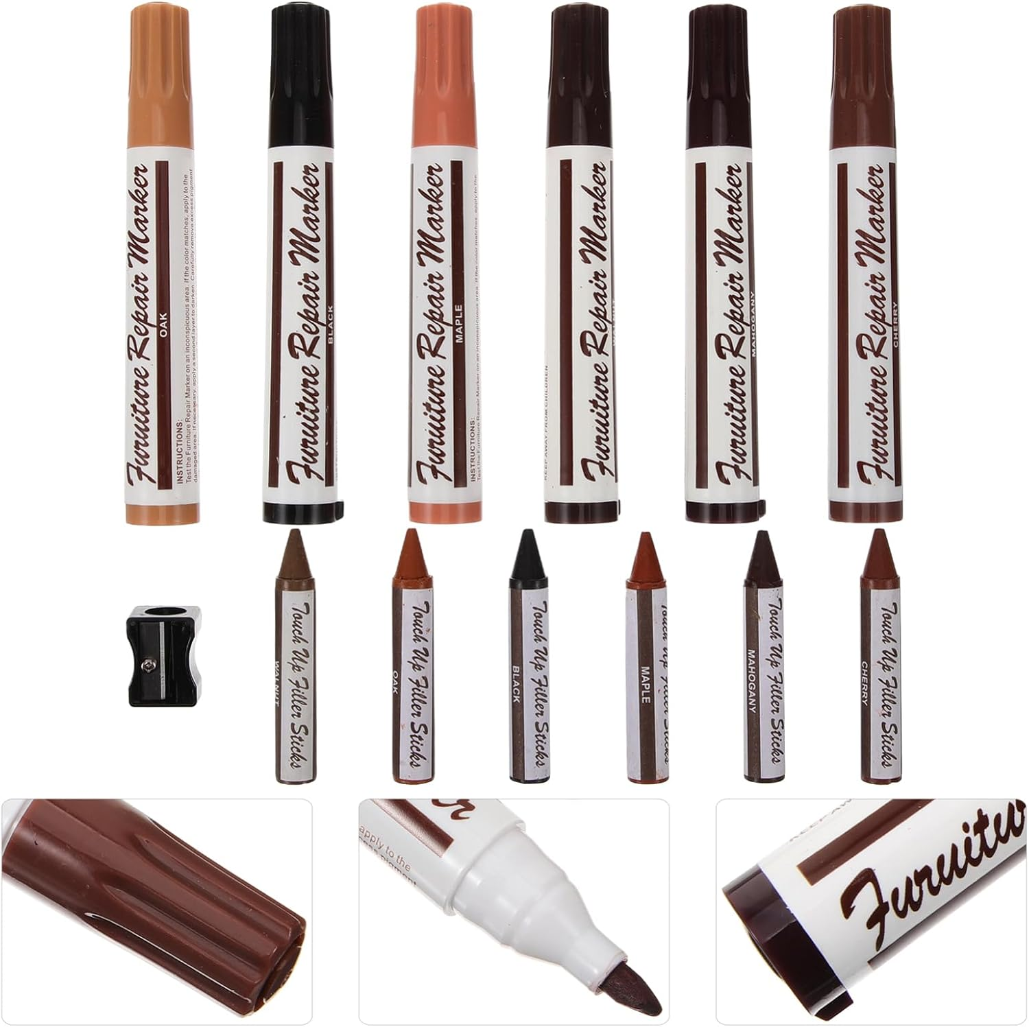 Wood Stain Repair Pen Furniture Touch-Up Markers Wood Repair Kit Scratch Markers for Furniture Supplies for Home image number 4