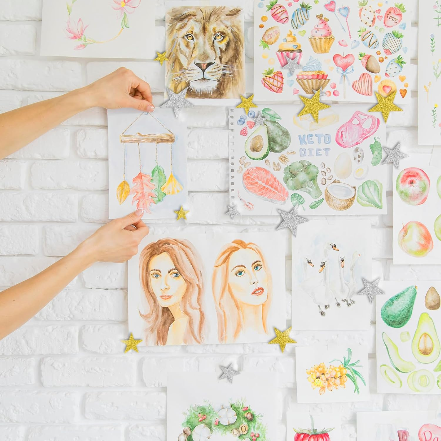 Glitter Foam Stickers, 200 PCS Self Adhesive Star Stickers for Art Craft, Scrapbooks, Greeting Cards (4 Sizes) image number 2