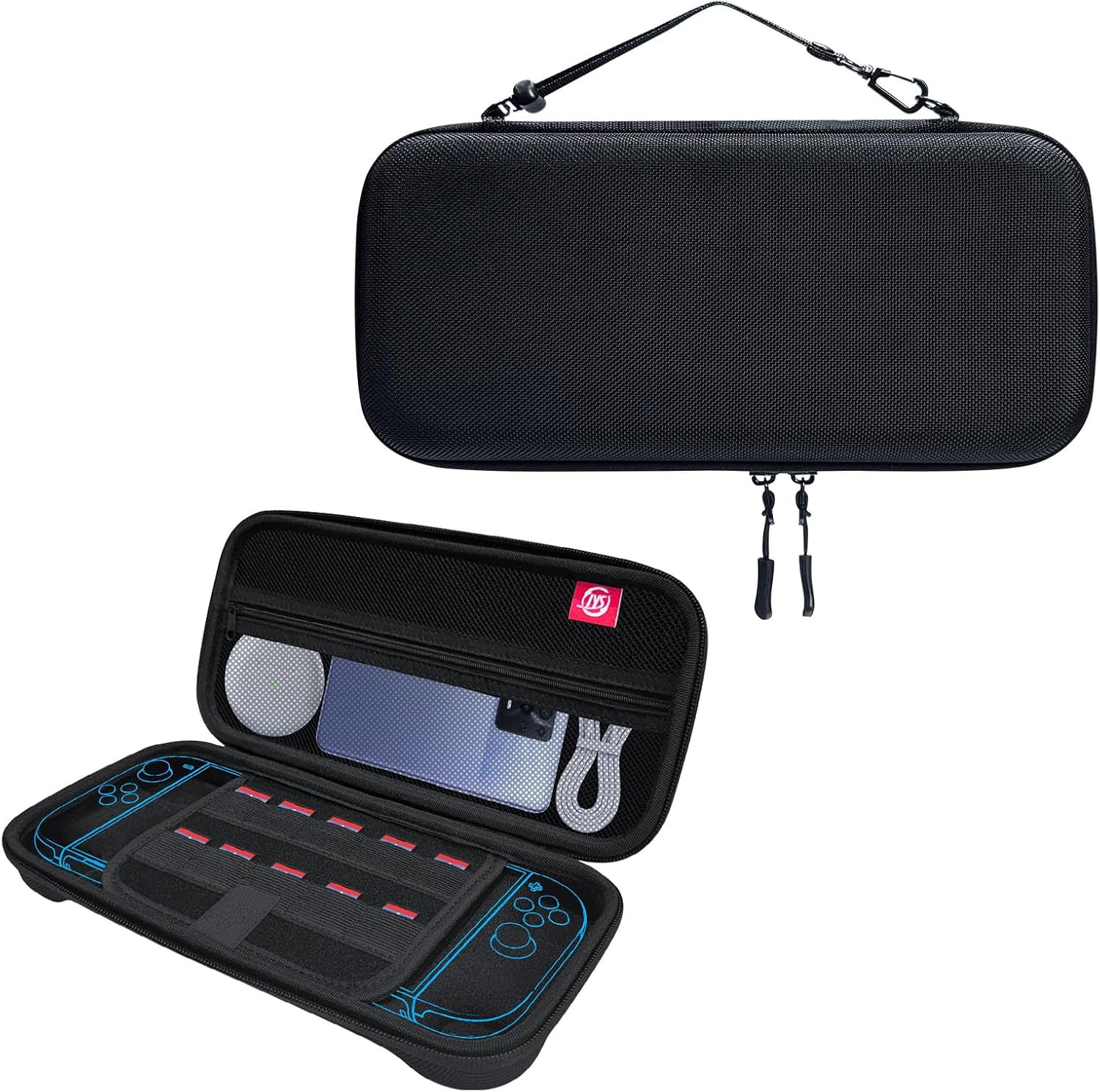 Carrying Case for Nintendo Switch 2, EVA Hard Shell with 10 Game Card Slots, Double Compartment (Black)