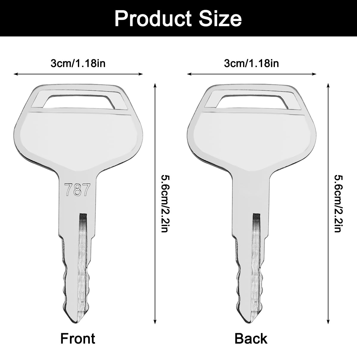 Heavy Equipment Ignition Key, 10 Pack 787 Ignition Keys Compatible with Komatsu, Replacement of OEM Part TR261434 Suitable for Excavators, Loaders, Dozers and Backhoes image number 2
