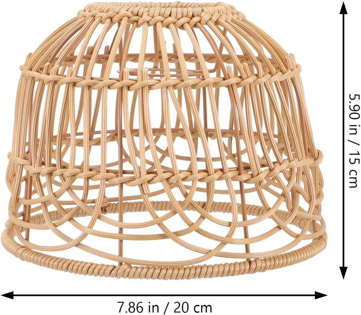 LIFKOME Vintage Decor Pendant Lampshade Rattan Woven Lamp Cover Light Bulb Cage Ceiling Light Shade Rattan Basket Lamp Cover for Home Kitchen Tea House Farmhouse Woven Lamp Shade