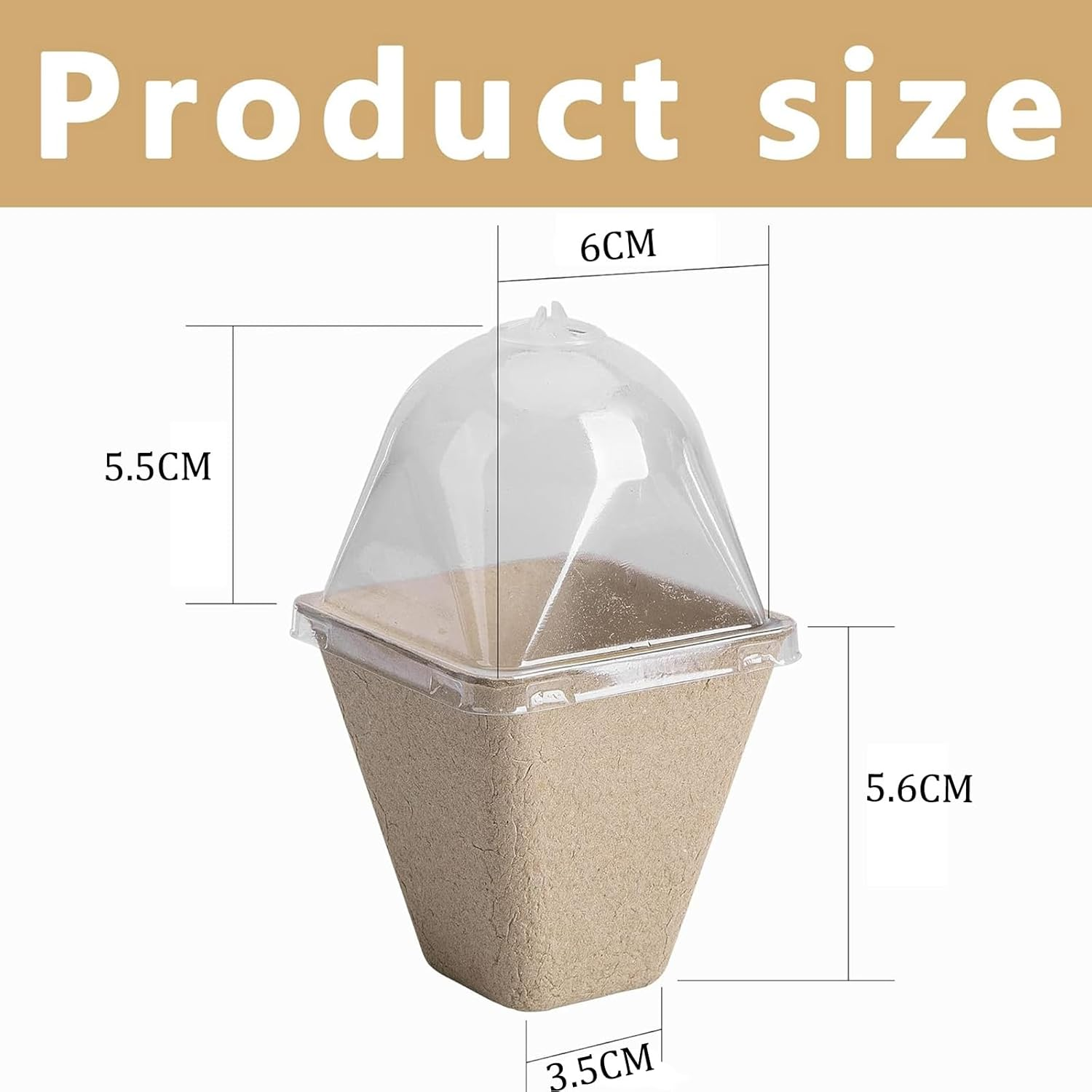 20-Pack Biodegradable Nursery Pots with Humidity Dome - 6Cm Square Seed Starter Pots for Plants, Flowers, Vegetables - Eco-Friendly Peat Pots for Seedlings Germination image number 2