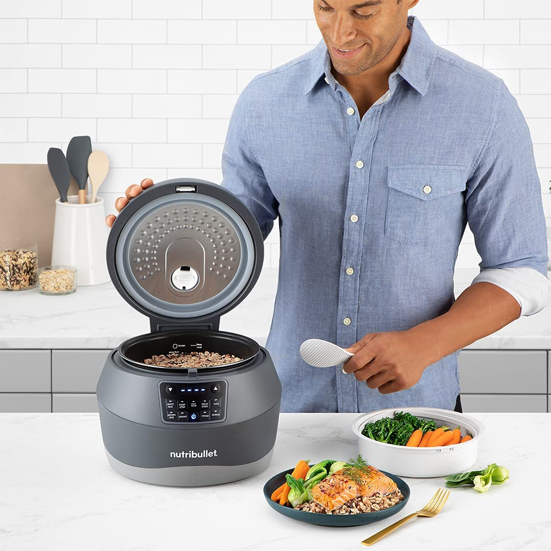 Nutribullet Everygrain Rice Cooker, Dark Grey, Rice Cooker, Grain Cooker, 10 Cup Capcity, 5 Cooking Modes for Different Types of Rice and Grains (NBG07100) image number 5