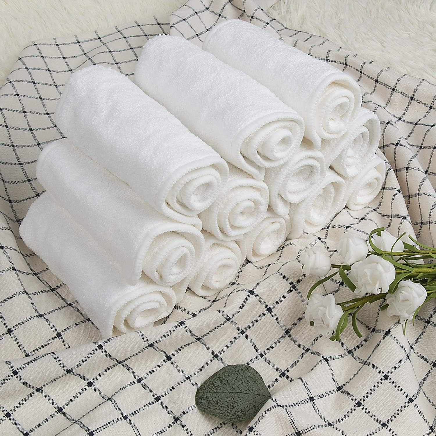 ALVABABY 12Pcs Microfiber Inserts,Soft Cloth Diaper Liner,3-Layer Absorbent Inserts,Reusable Liners for Baby Cloth Diapers 12T-AU image number 2