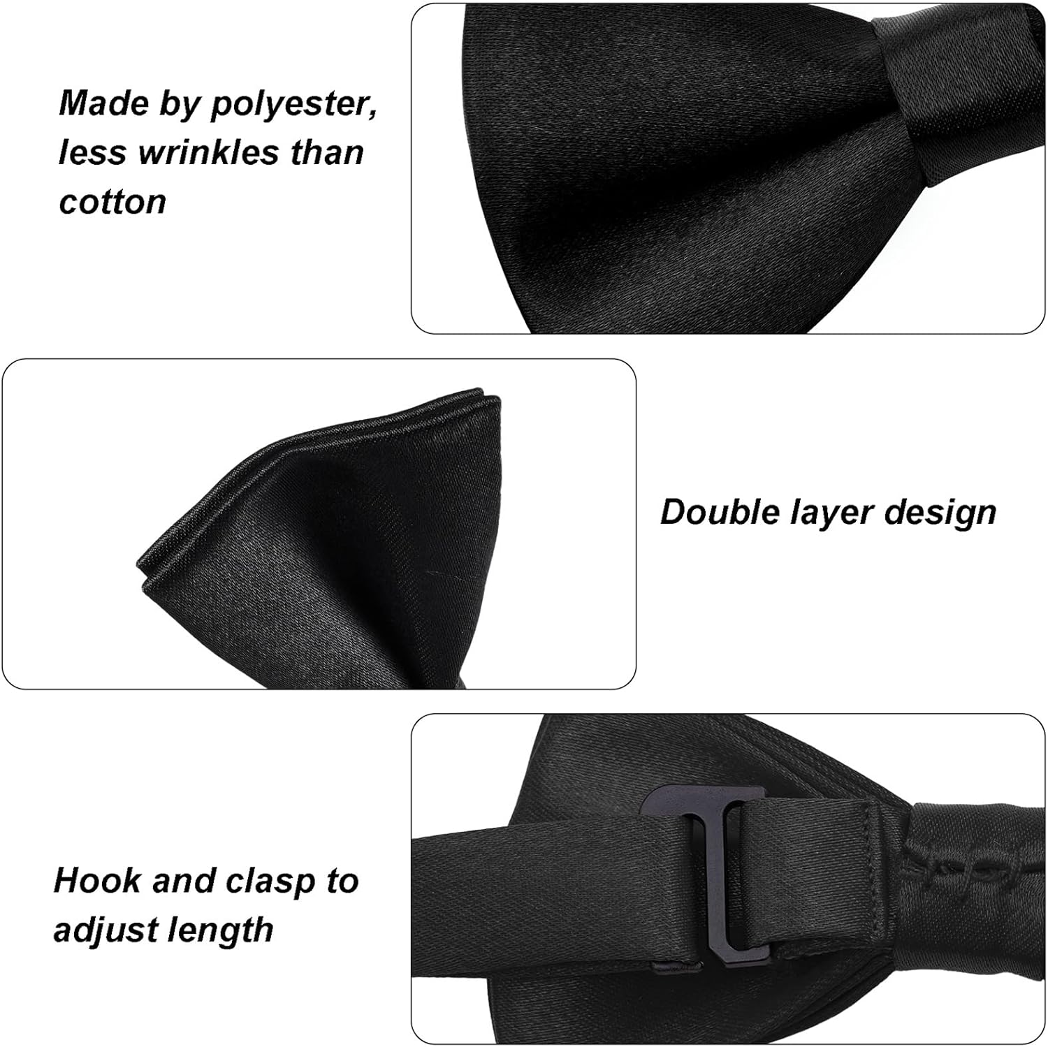 Kids Bow Ties Satin Toddler Bow Tie Adjustable Kids Solid Color Bowties for Boys School Wedding Party image number 3
