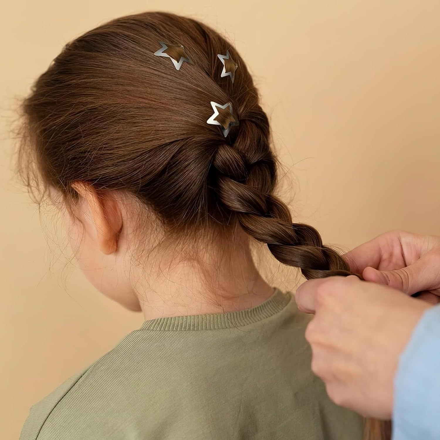 Pack of 12 Star Hair Clips, Silver Coloured Hollowed Stars Hair Pins, Cute Star Hair Clips with Snap Closure for Girls and Women image number 4