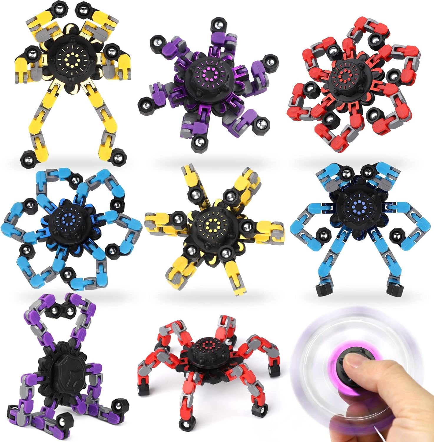 14 PCS Fidget Robot Spinners for Kids Adults, DIY Transformable Sensory Toy for Decompress, Good Choice for Party Favors Goodie, Gifts for Birthday Christmas Easter Party image number 5