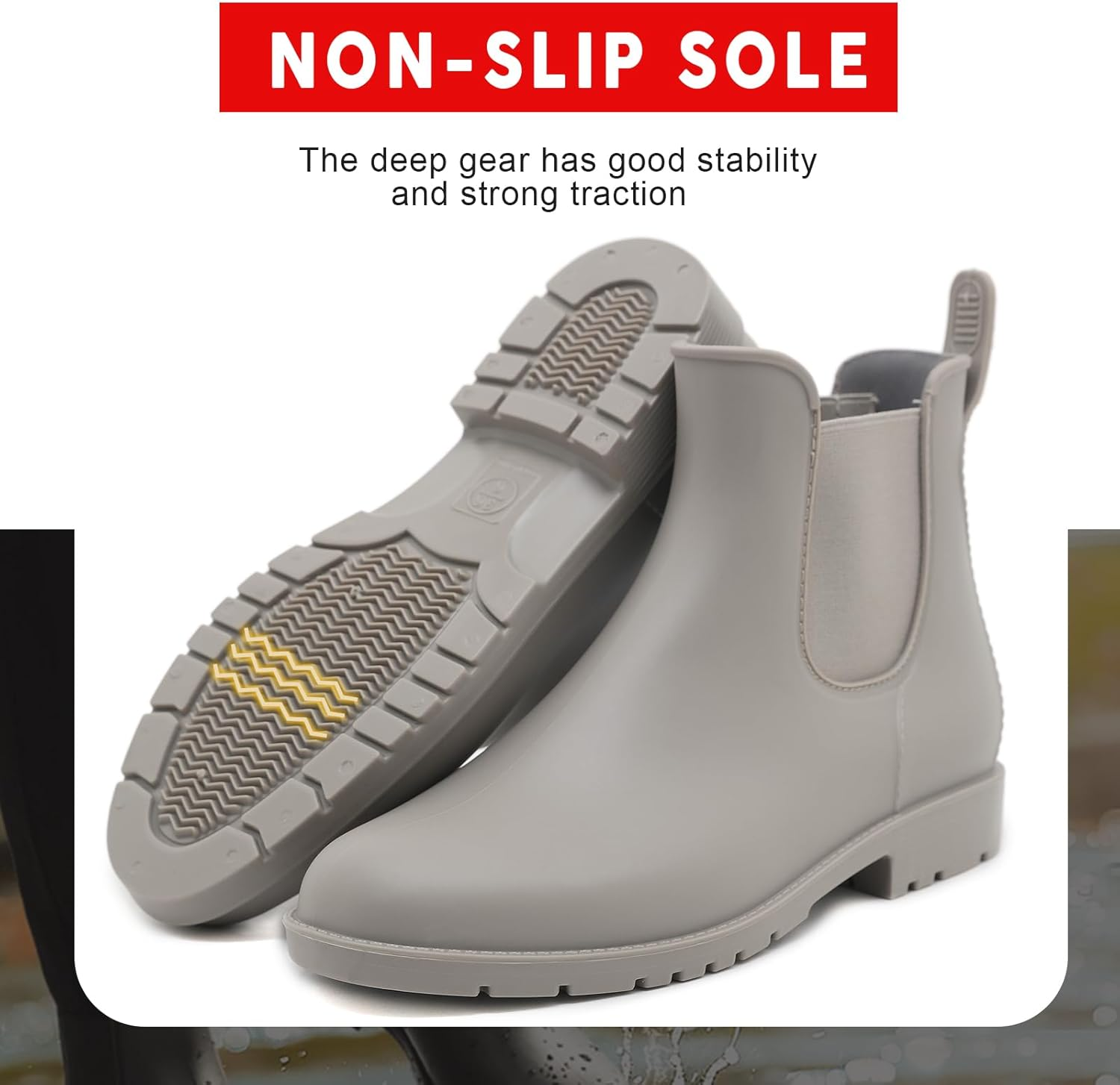 Acfoda Unisex Adult Waterproof Wellington Boots with Block Heel, Size 35-43