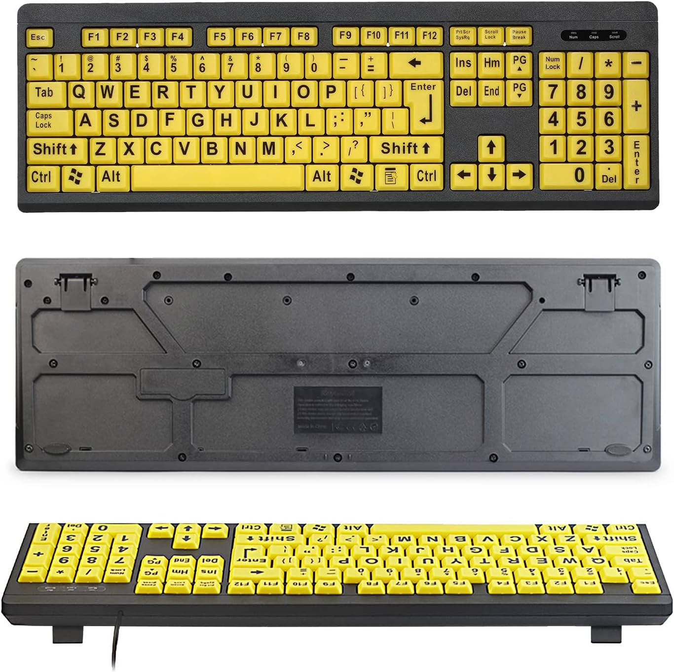 Wired USB Large Print Computer Keyboard for Low Vision Users High Contrast 104 Keys Letters for Old Men VCXN image number 3