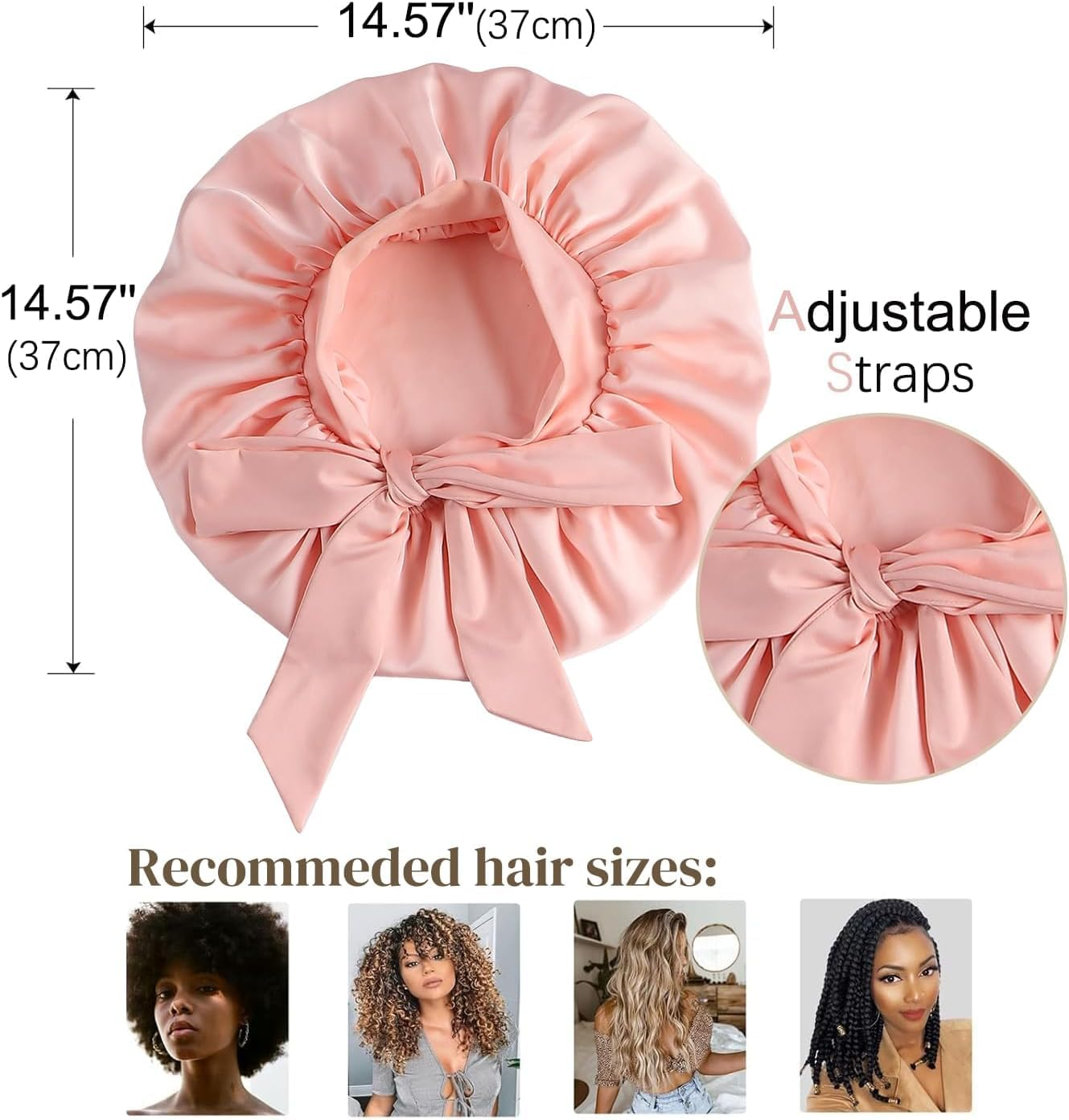 Sibeixiu Luxurious Non-Slip Satin Bonnet - Silky Soft, Breathable, Comfortable All Night, Secure Fit for Hair Care and Styling image number 5