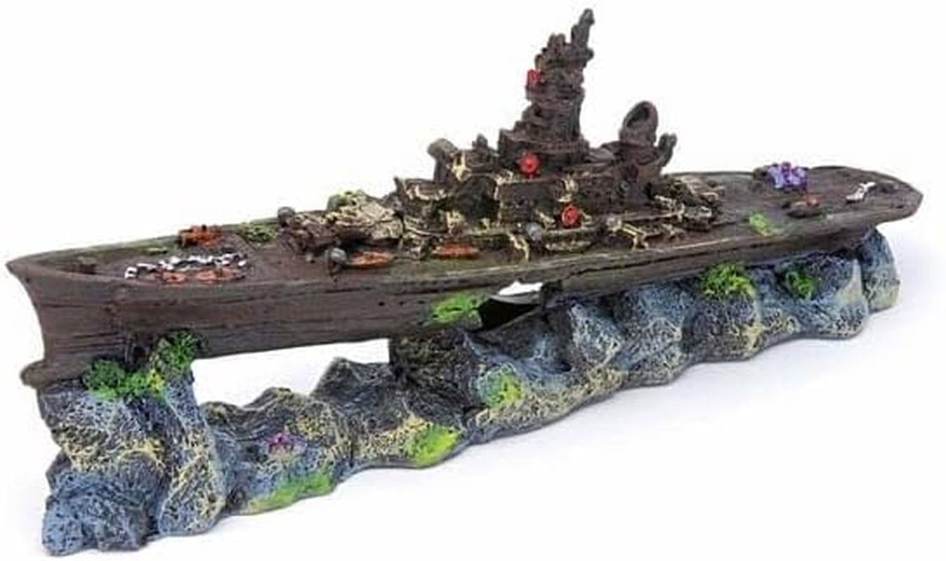 Penn-Plax Battleship Aquarium Ornament Multi-Color 4 in Small - PDS-030172048296 image number 3