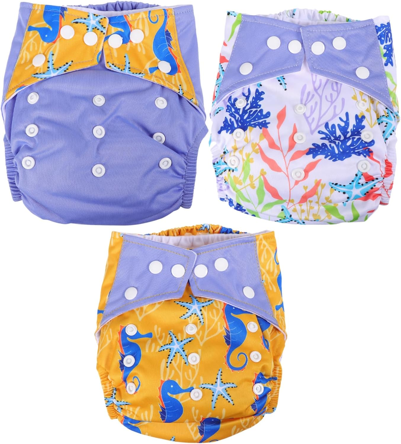3Pcs Digital Printing Unisex Cloth Diapers Washable Pocket Nappies for Boys Girls image number 4