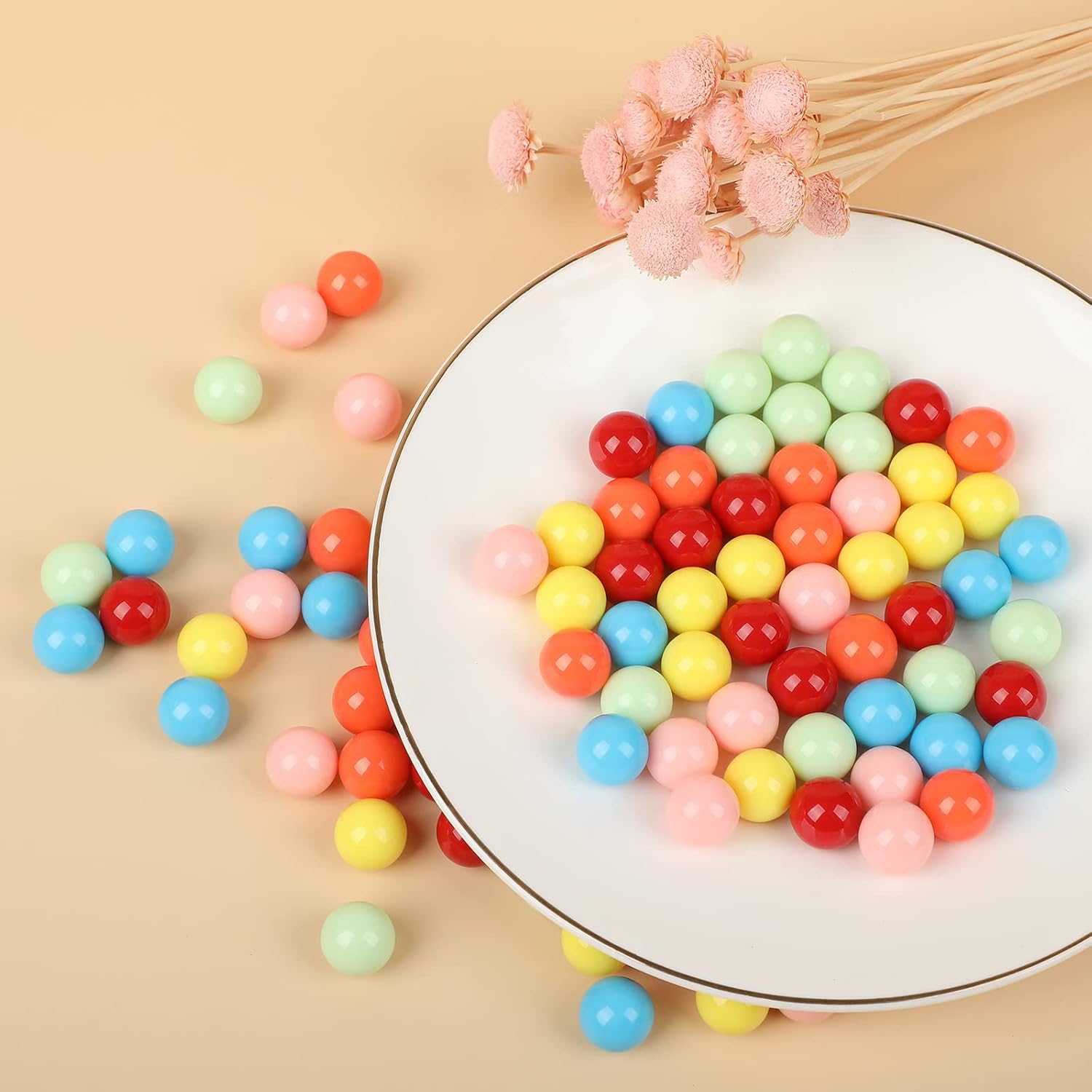 12Mm Marbles Balls, 84Pcs Solid Color Acrylic Game Balls for Chinese Checkers, Board Game, Rainbow Bead Game, Color Sorting Toy, Marble Games (6 Colors) image number 3