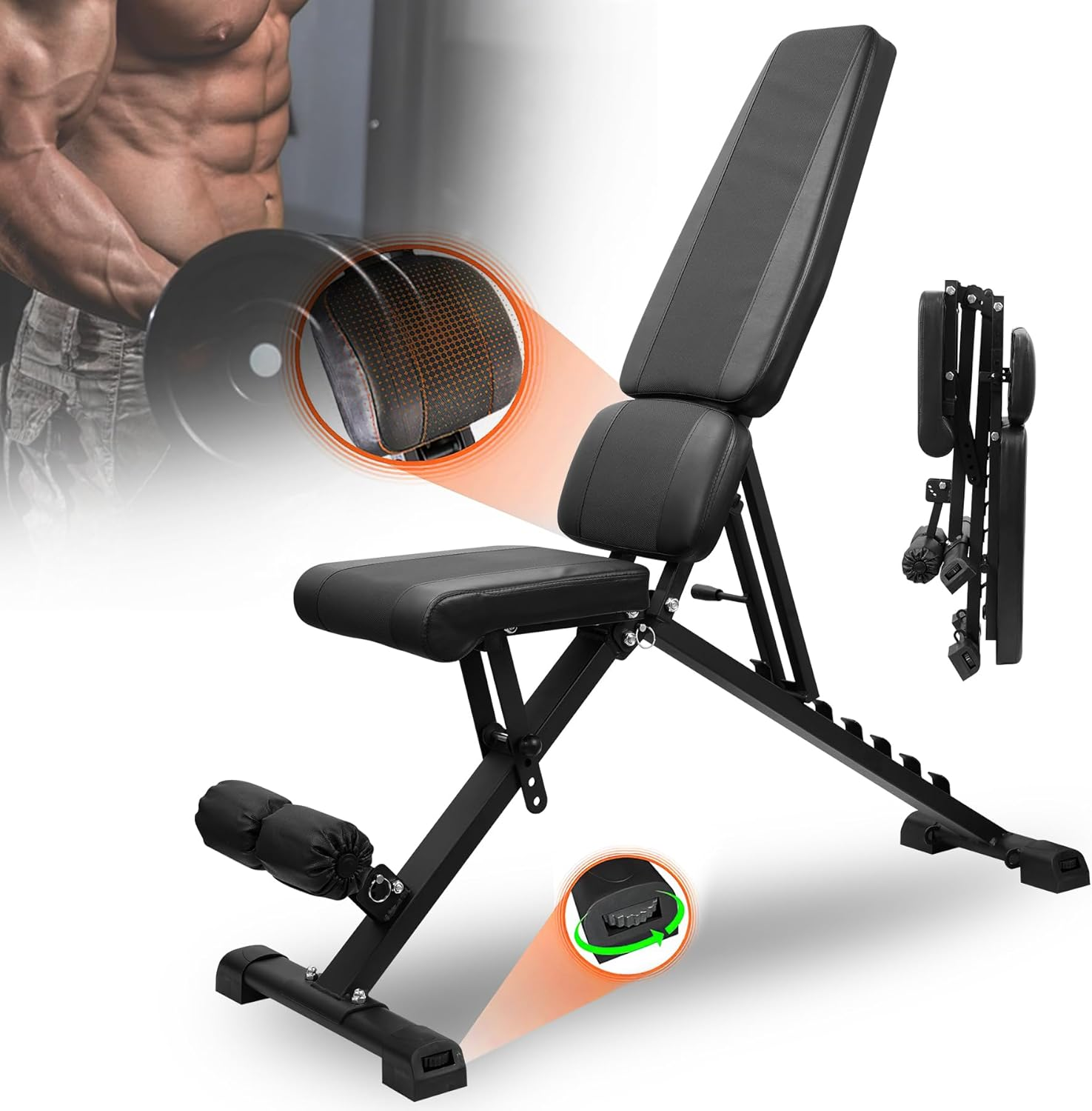 Adjustable Weight Bench Full Body Workout Multi-Purpose Foldable Strength Training Benches Decline Incline Bench for Home Gym image number 1