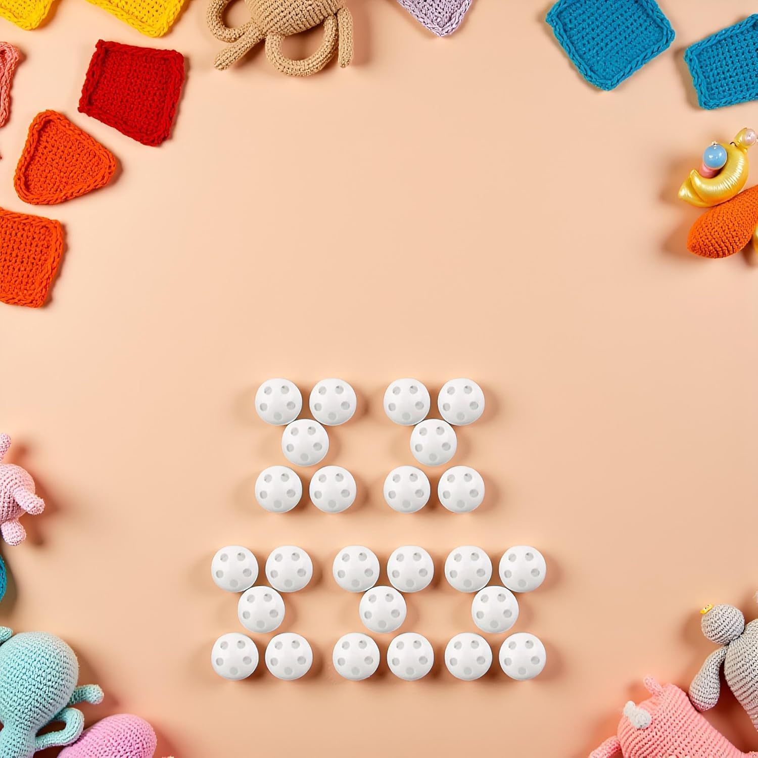 10Pcs White Rattle Balls Inserts Rattle Box Repair Doll Noise Maker Noise Maker Insert Rattle for Animal Puppet Doll,Rattles and Plush Rings Crochet Rattle image number 3