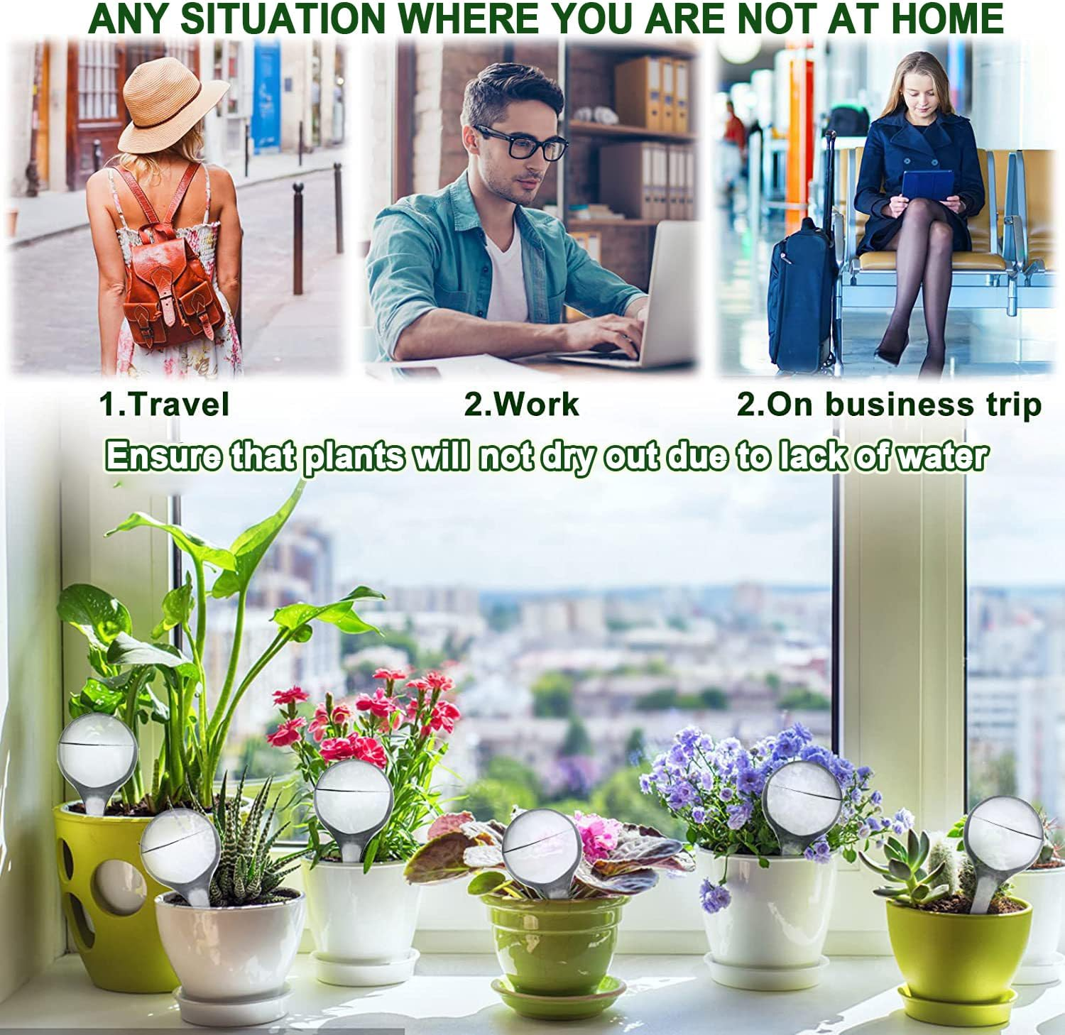 12 Pcs Plant Watering Globes, Automatic Watering Bulbs, Plastic Garden Watering Globes Insert Device, Water Device Drip for Plant, Self-Watering System for Indoor Outdoor Garden (Color) - Color image number 3