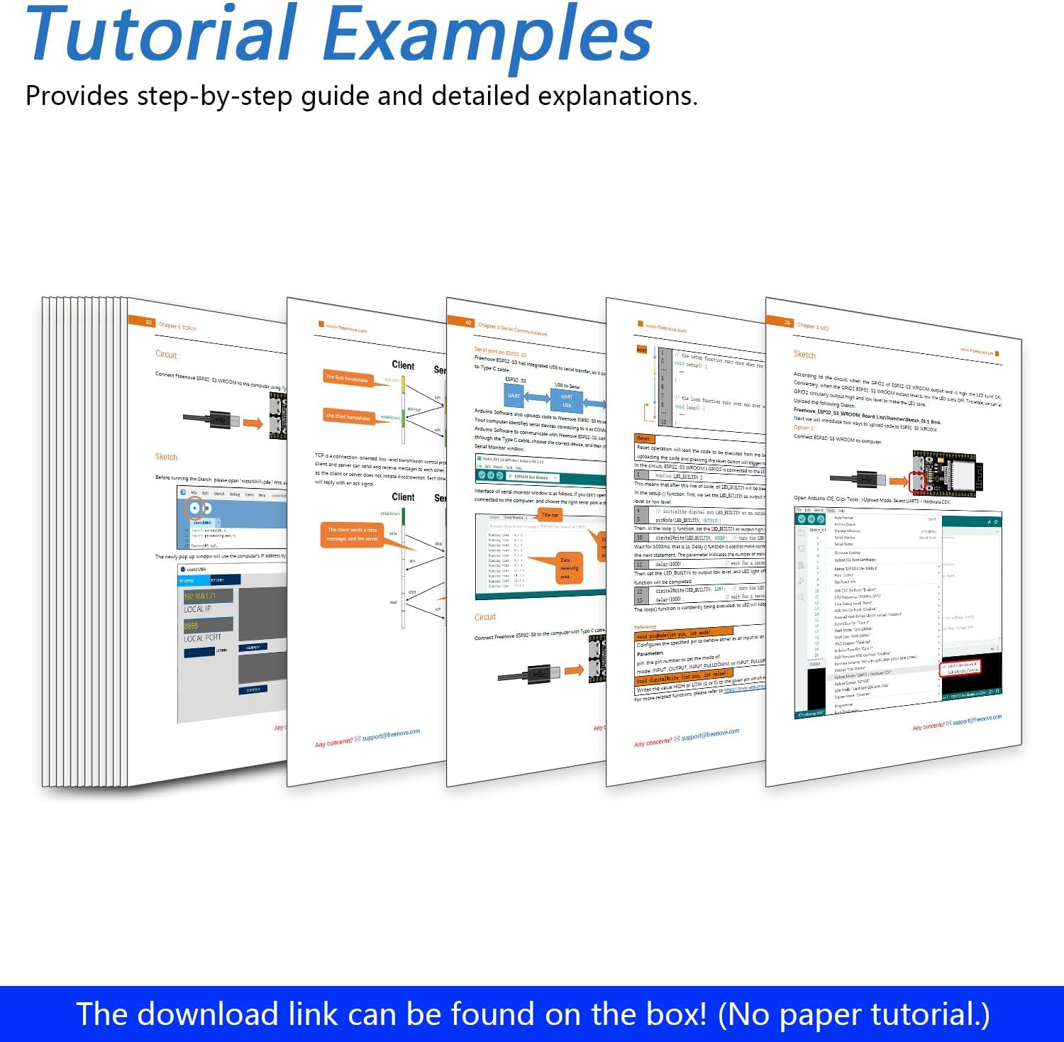 Freenove ESP32-S3-WROOM Board Lite, Dual-Core 32-Bit 240 Mhz Microcontroller, Onboard Wireless, Python C Code, Example Projects Tutorial - 1 Pack image number 6