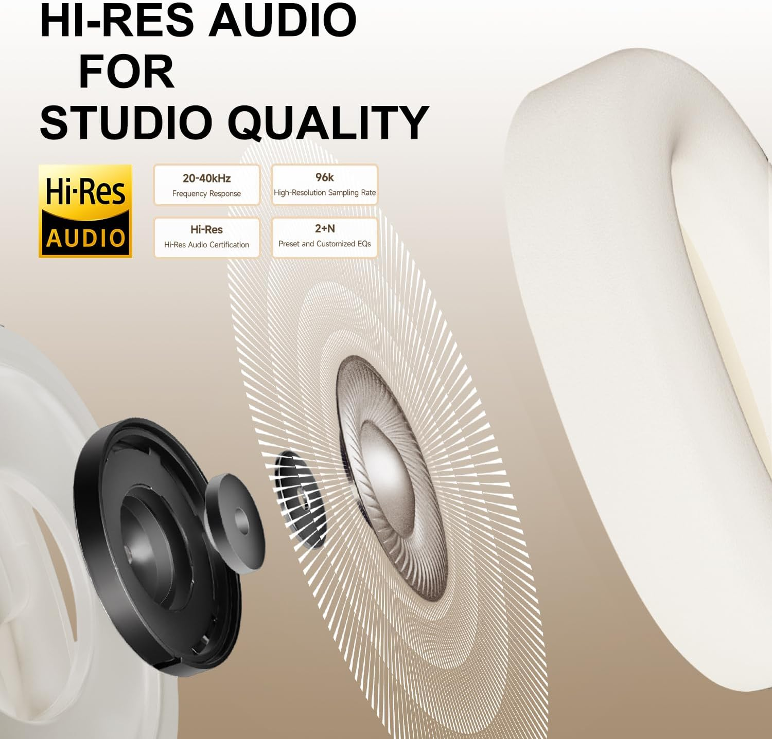 Edifier Atom Max 44Db Active Noise Cancelling Headphones Bluetooth 5.4 over Ear Headset with Transparent Mode, Hi-Res Audio, Built-In Mic, Multipoint Connection, APP Customize, USB-C Wired Mode, White - White image number 3