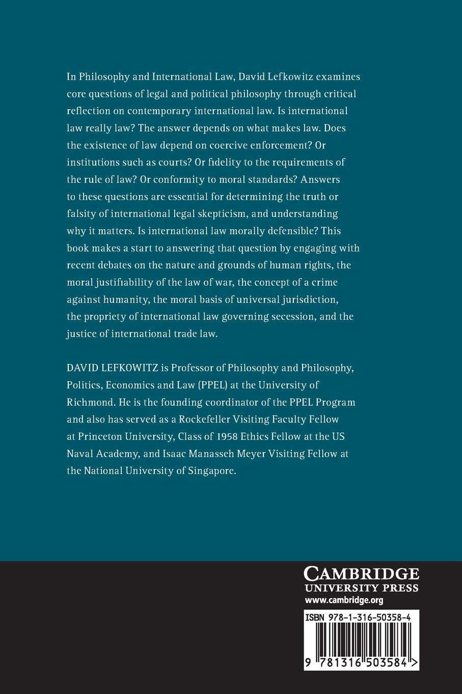 Cambridge Philosophy and International Law : a Critical Introduction Book - Paperback - 29 October 2020 image number 1
