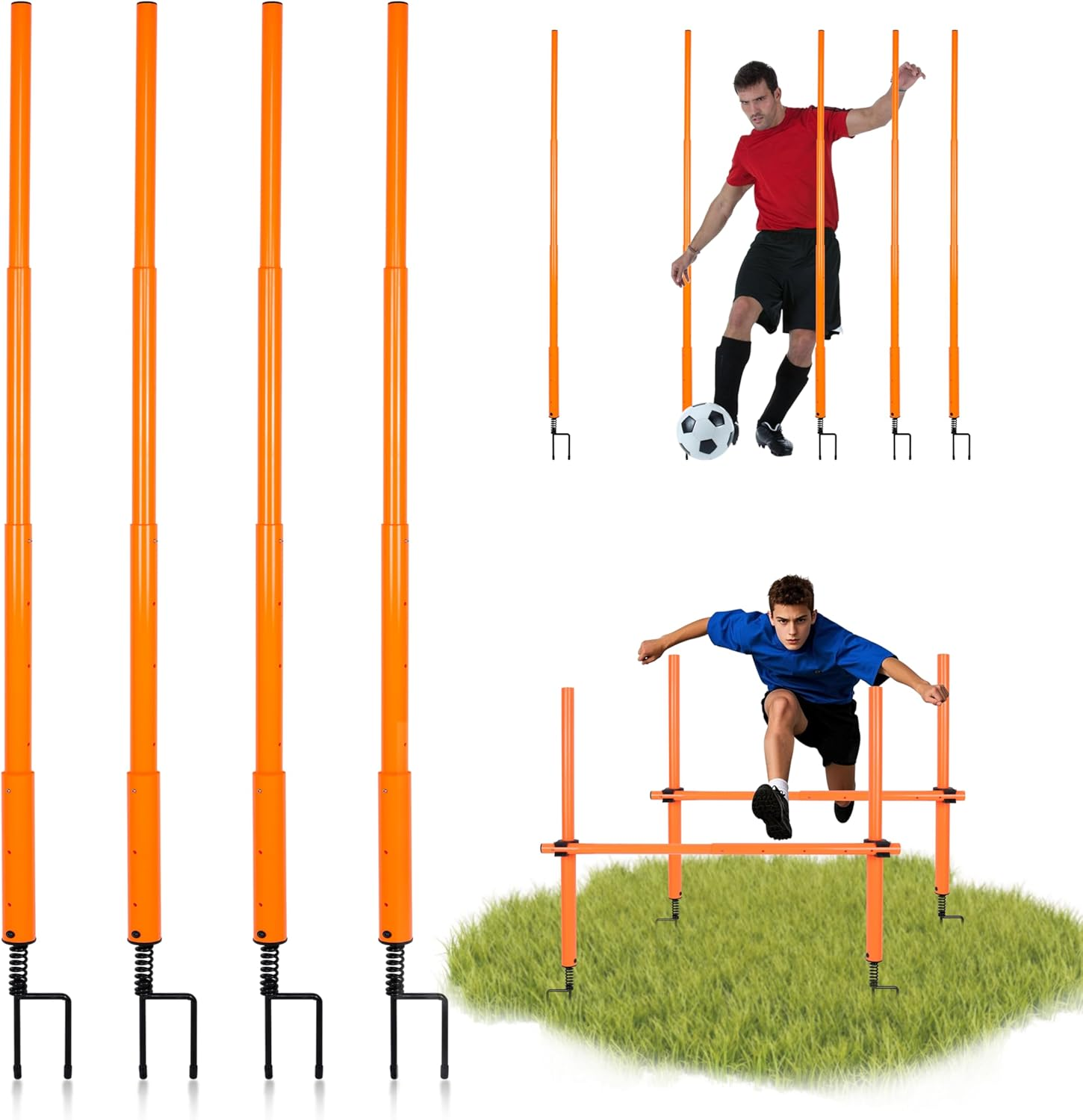 BOOSTEADY Slalom Bars Football Set of 4 or 6 Telescopic Football Agility Training Bars Fitness Equipment Sports Gym Home Workout for Adults and Children Dogs Football Training Set 160 Cm or 116 Cm image number 4
