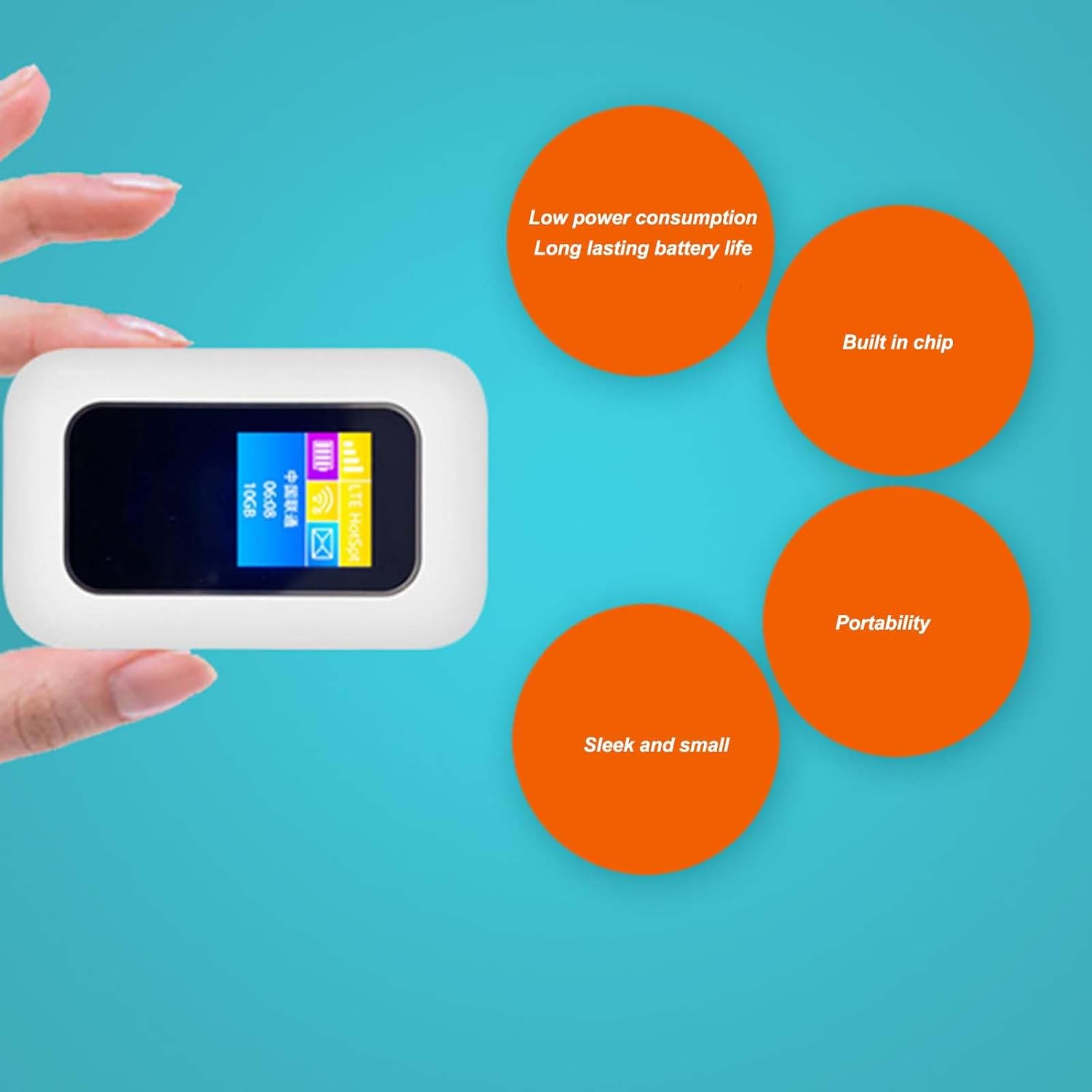 Mobile Wifi Hotspot, 5G 4G LTE Unlocked Wi Fi Hotspot Device with SIM Card Slot, Indoor Outdoor Portable Mini Modem with Colour Display for Travel. image number 4