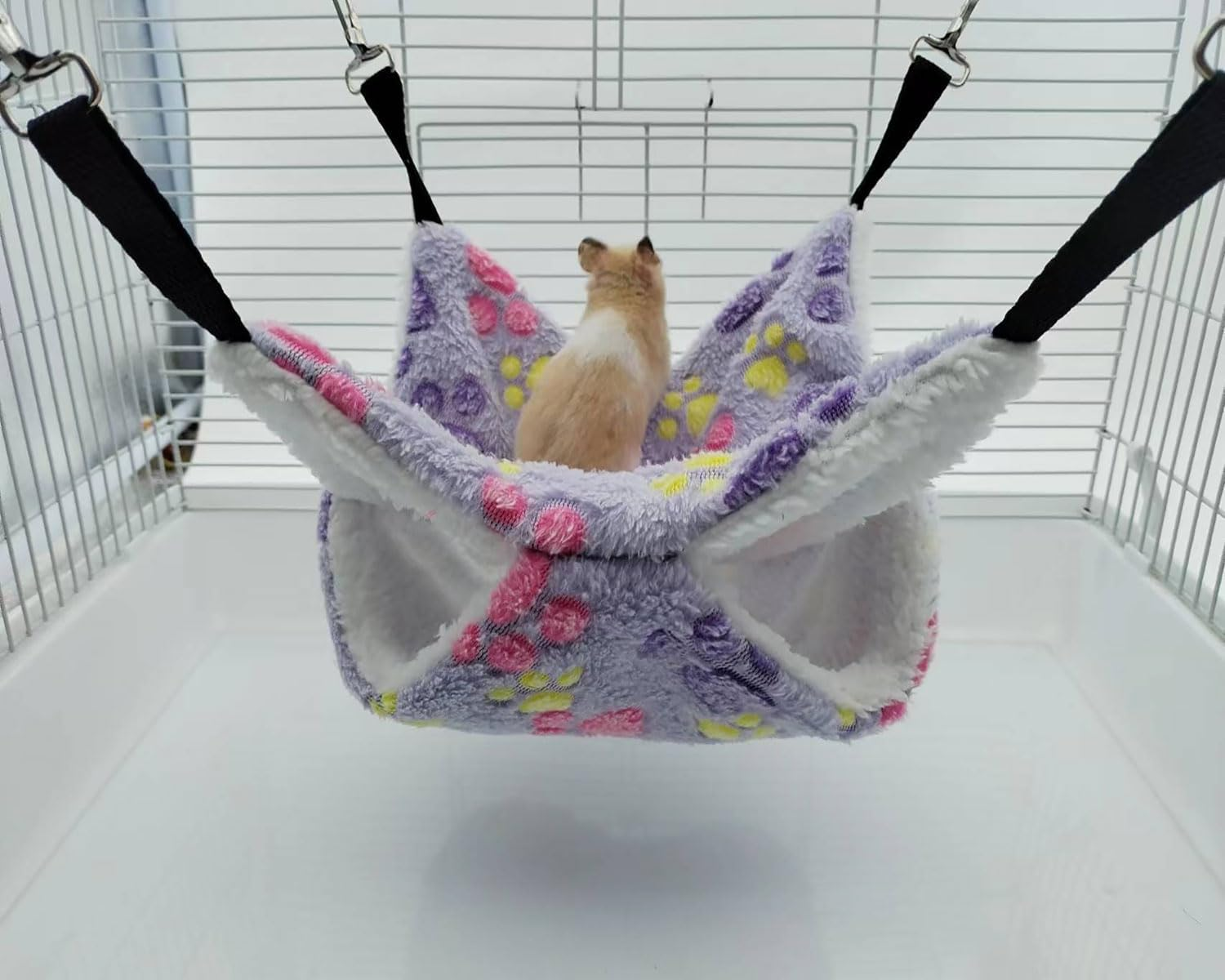 Lxcshljx 2Pcs Rat Hammocks for Cage, 2 Layer Ferret Rat Hammock, Pet Hammock for Cage Accessories, Guinea Pig Hammock, Hamster Bed Mat, Chinchilla Hanging House, Small Animal Beds for Playing Sleeping image number 4