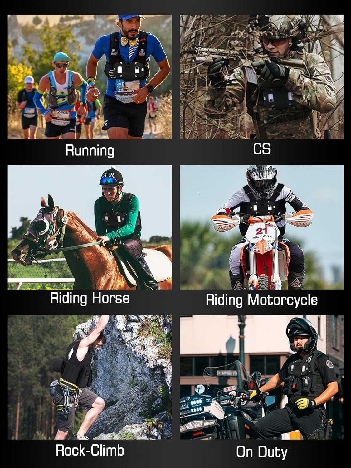 Eralcna Tactical Gear Plate Carrier Vest Accessories Phone Chest Mount Holder for Screen Size 4.7"-6.7",BK image number 4