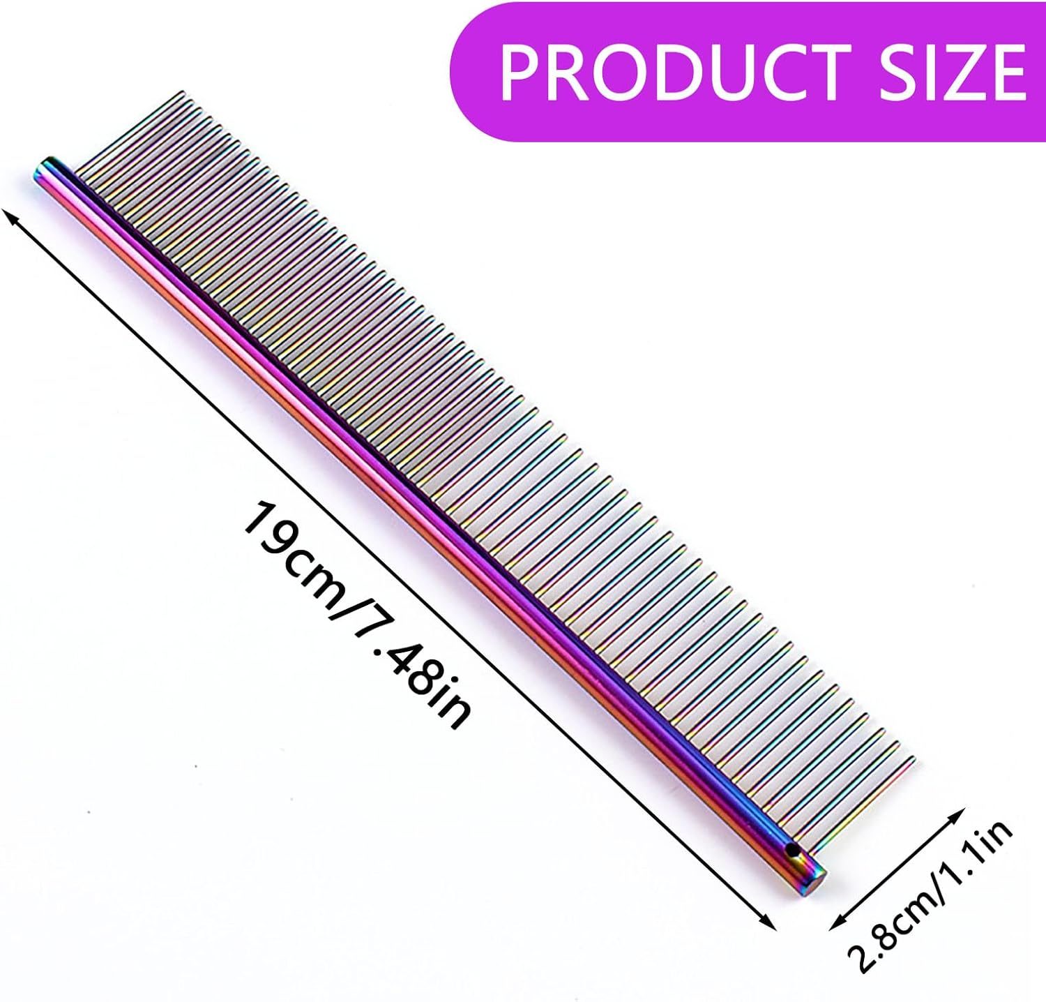 One Pair Stainless Steel Pet Comb Comfortable Add Fun Dog Combs Grooming Tangled Short Long Hair Fur Detangling Comb Tool for Dog Cat Pet image number 3