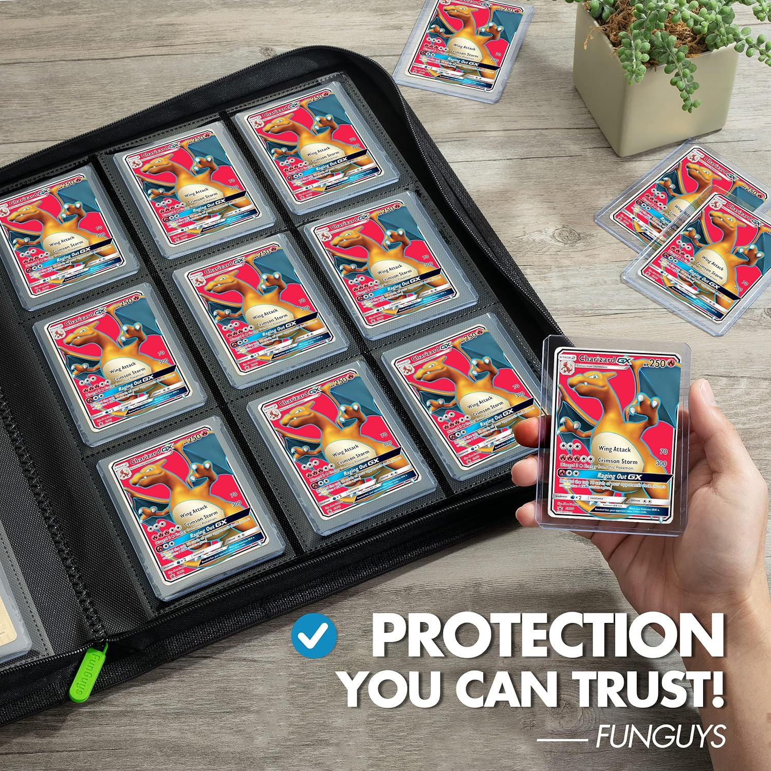 Toploader Binder, Trading Card Binder Storage, 252 9 Pocket Top Loader Binder, Pokemon Binder, Card Collection Binder, Yugioh Cards Binder, MTG Card Binder, TCG Binder, Card Folders for Trading Cards - 12 Pocket - Black And Yellow image number 5