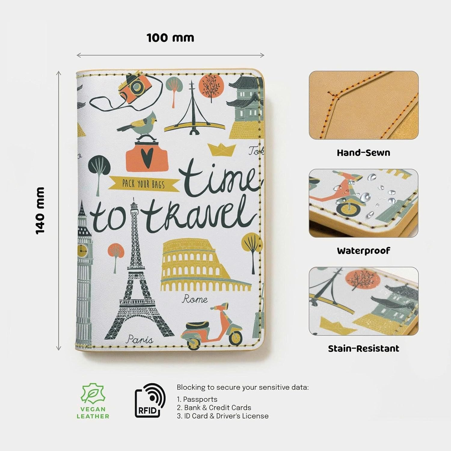 Wanderlust Passport Customised Collection (Time to Travel (Both Sides Printed) - White) image number 2