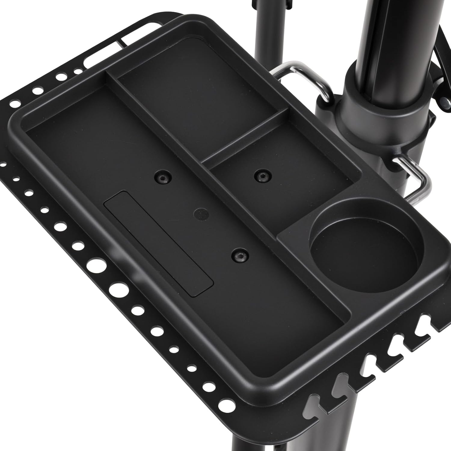 Oppsbuy Bike Repair Rack, 50KG Heavy Duty Adjustable Bicycle Maintenance Stand with Magnetic Tool Tray Telescopic Arm, Foldable Portable Design for Home, Shops image number 6