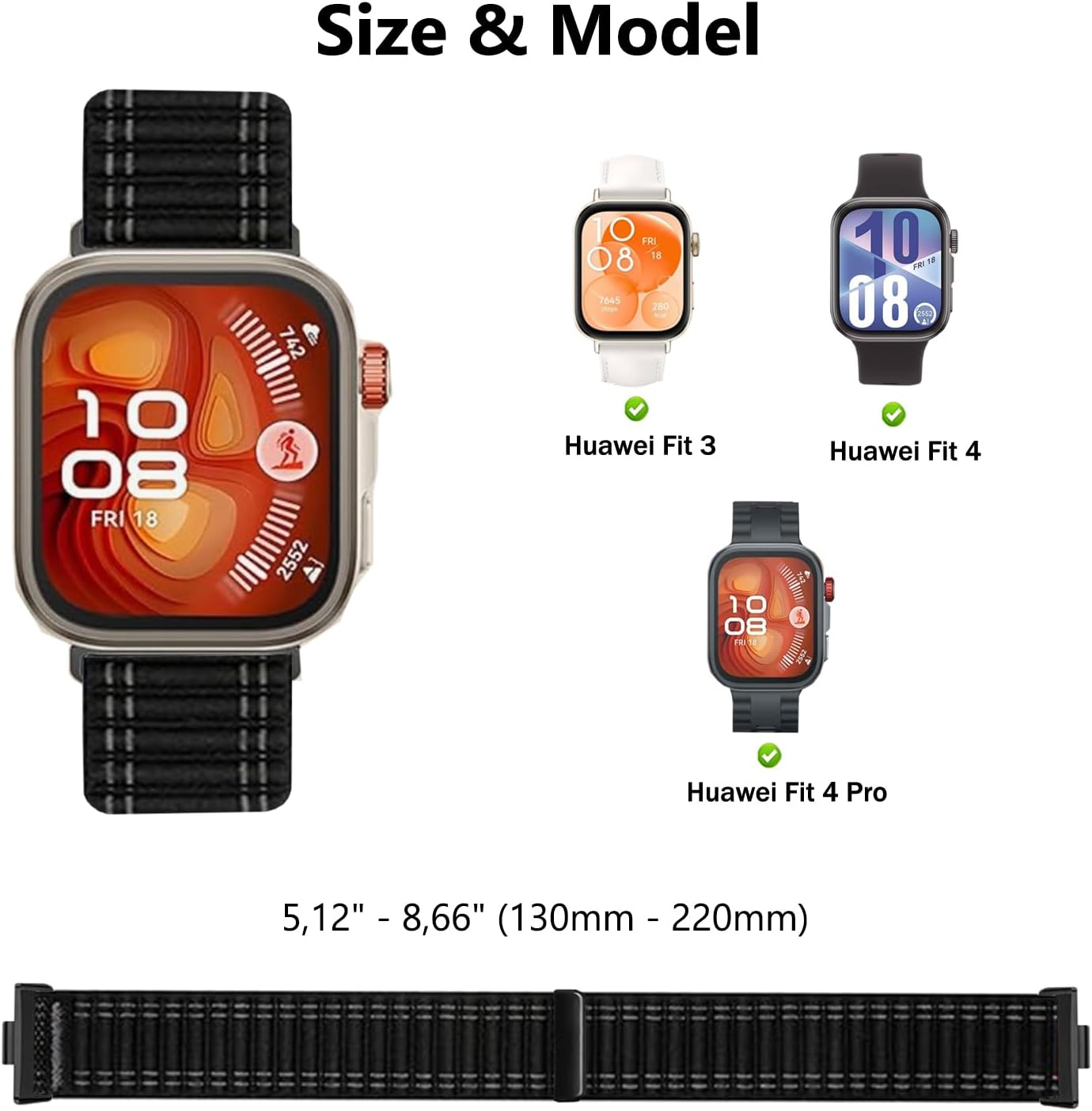 VELULYX Nylon Sports Band Compatible with Huawei Watch Fit 4 Pro/4/3, Elastic Strap for Huawei Fit 4 Pro/4/3 Smartwatch - Milk Tea image number 2