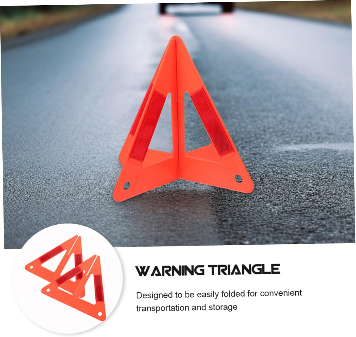 Happyyami 3Pcs Reflective Emergency Safety Triangles Vehicle Warning Triangles Foldable Roadside High Visibility Safety Signs for Car Breakdown and Highway Use image number 4