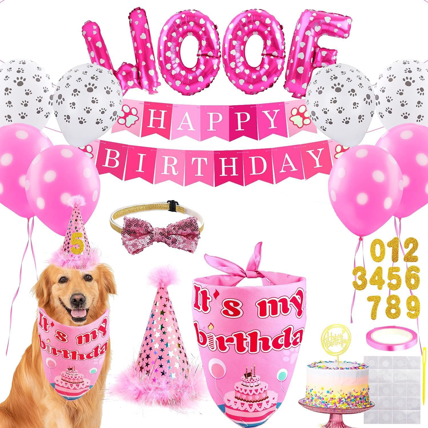 Dog Party Supplies - Bandanas, Hat, Scarf, Banner, Balloons, and Bowtie for Boy'S Birthday Bash. Ideal Puppy Pals Party Decorations