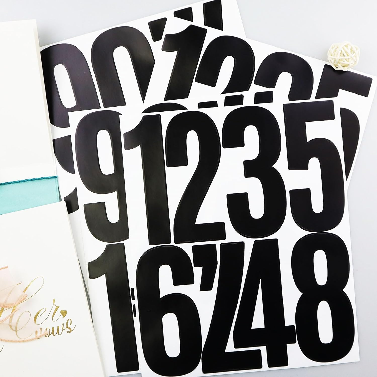 5 Inch Vinyl Number Stickers,88 Pieces Self-Adhesive Large Numbers 0-9 and Punctuation Sticker for Mailbox,House Nummber,Inventory Classification and Marks,8 Sheets Black image number 3