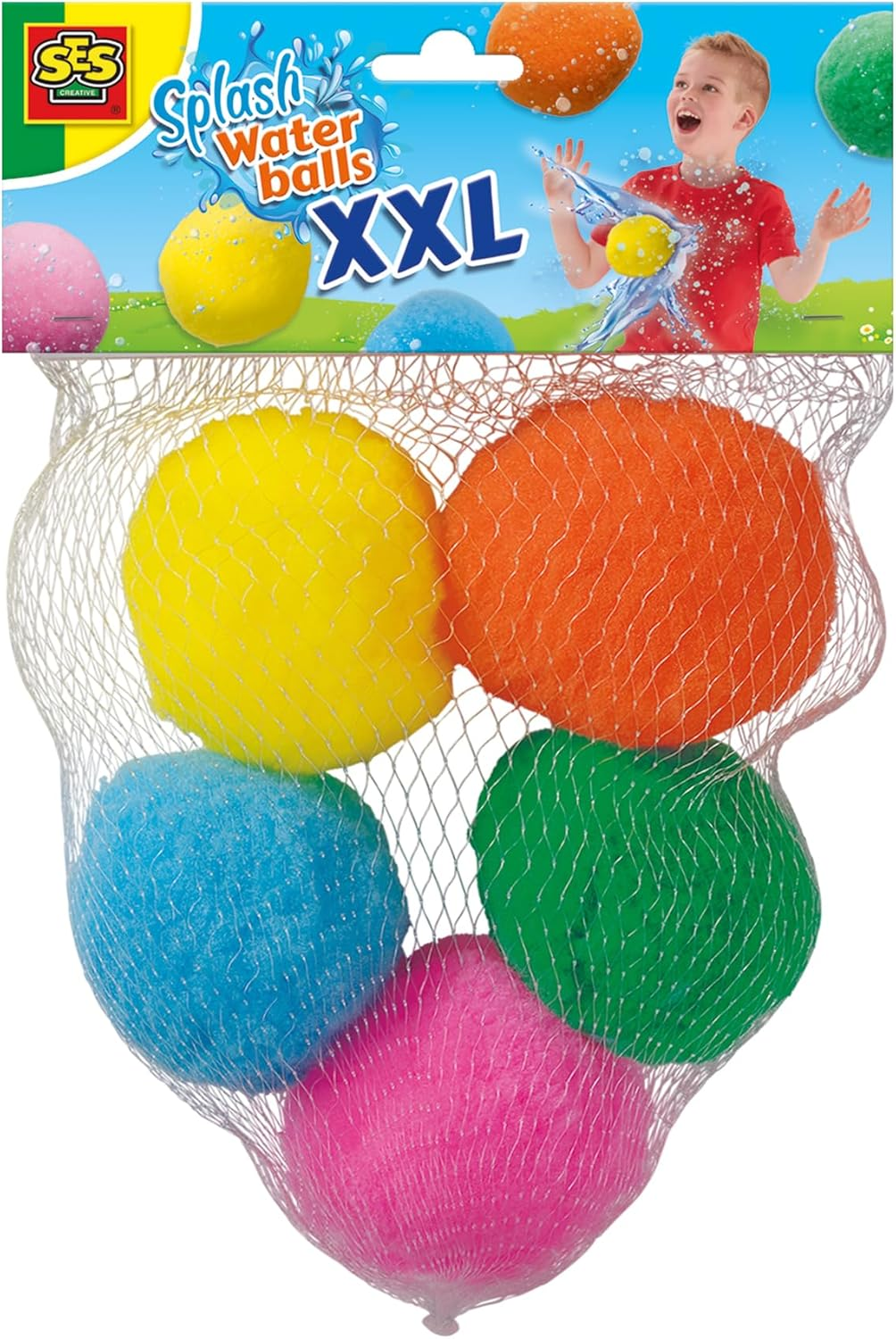 SES Creative 02404 XXL Splash Balls - Extra Large, Reusable Water Balloons - Dip and Throw - Refillable - Environmentally Friendly - for Children from 3 Years