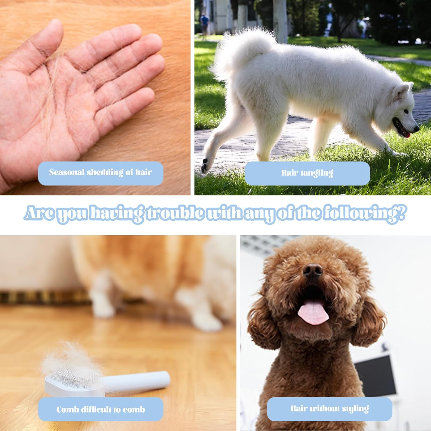 Jisrcha Undercoat Dog Brush, Undercoat Brush for Large Dogs, Fur Brush Dog with Release Button, Suitable for Short and Long Hair Dog Brush for Removing Undercoat image number 5