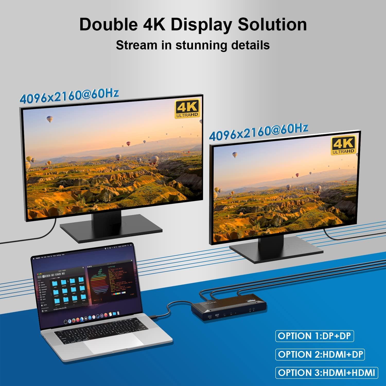 WAVLINK USB C Universal Docking Station with 100W Power Delivery, Dual 4K@60Hz & Single 5K@60Hz,Displaylink Dock with 2Xdisplay Port1.2,2Xhdmi2.0, 6Xusb3.0 Port, Gigabit Ethernet-Upgraded Version image number 4