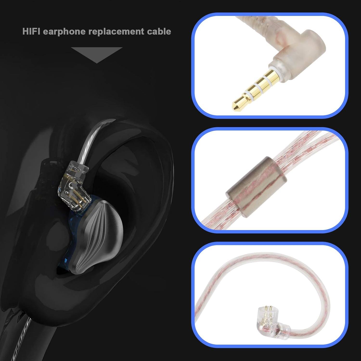 SING F LTD C Pin 3.5Mm Earbud Replacement Cable with Mic Compatible with KZ ZST/ZSR/ ED12/ ES3/ ES4/ ZS10/ AS06 Stereo Earphone Wire image number 2