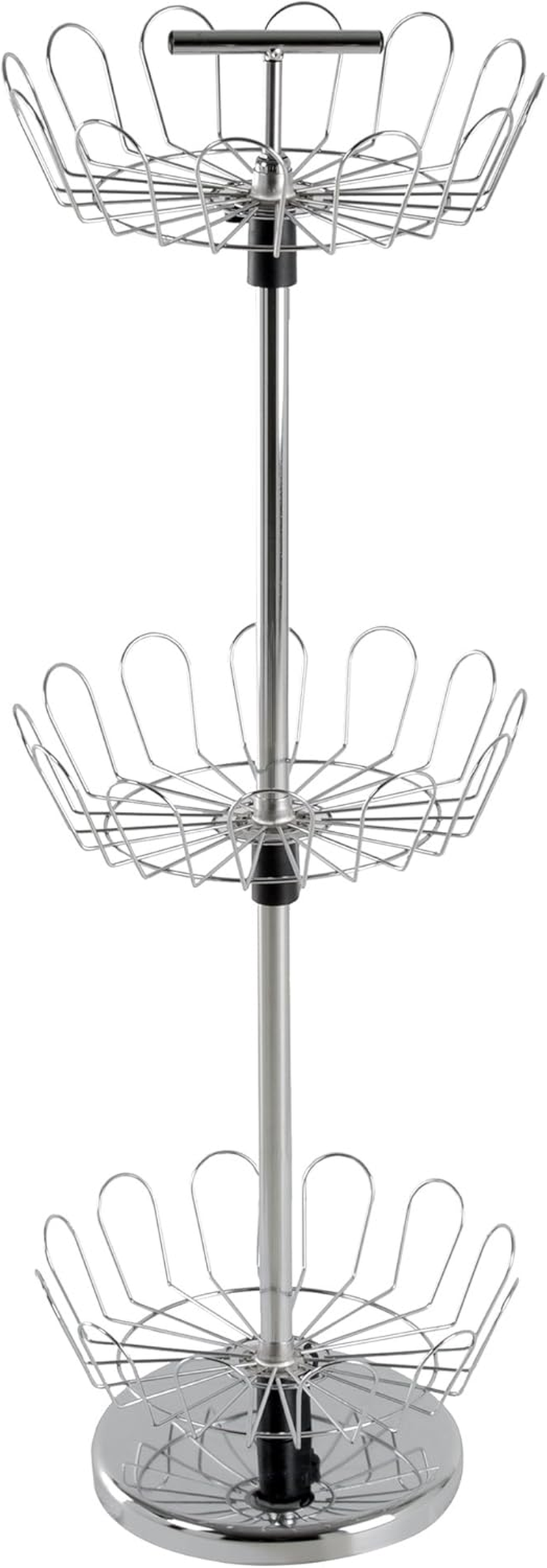 Lavish Home Three Tier Revolving Shoe Tree Orgainzer Rack with Chrome Finish By image number 4