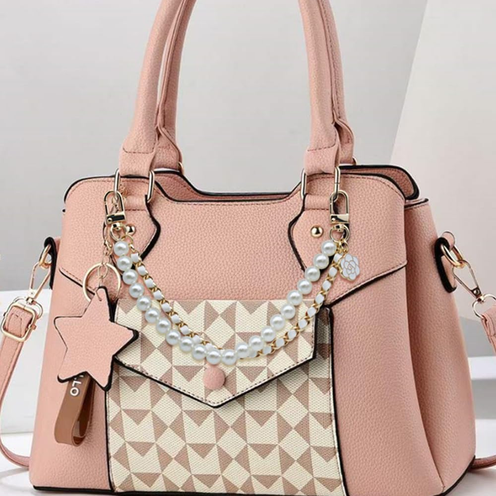 AIFUDA 2 Pcs Pearl Handbag Chain Purse Charms Black Gold Pearl Purse Chains Extender Decorative Bag Charms for Handbags Crossbody Shoulder Bag